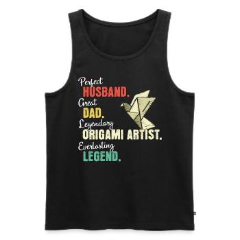 Origami Dad - Men's Premium Organic Tank Top - black - Front - AI Model Male 178 light (178cm)