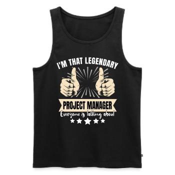 Chef de projet légendaire - Débardeur bio Premium Homme - noir - Devant - AI Model Male 178 light (178cm)