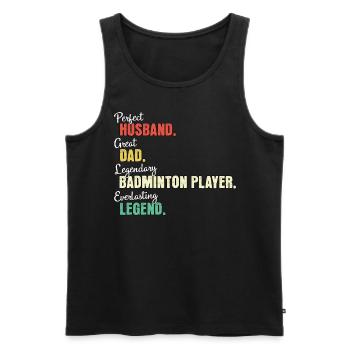 Badminton player dad - Men's Premium Organic Tank Top - black - Front - AI Model Male 178 light (178cm)
