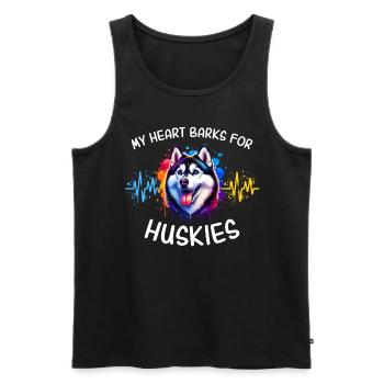 Schlittenhund Herzlinie Husky - Männer Premium Bio Tank Top - Schwarz - Vorne - AI Model Male 178 light (178cm)