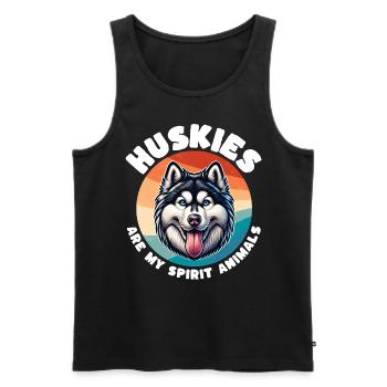Schlittenhund Sprüche Husky - Männer Premium Bio Tank Top - Schwarz - Vorne - Michal (187cm)