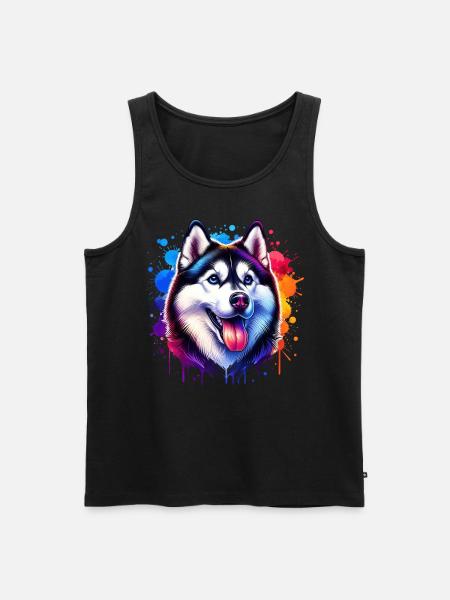 Sled Dog Motif Husky - Men's Premium Organic Tank Top - black