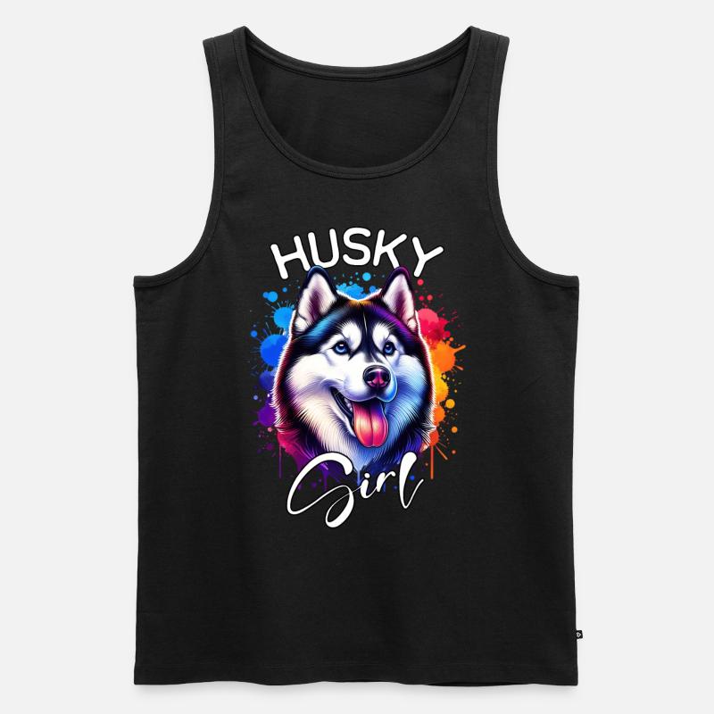 Husky Mädchen Schlittenhund - Männer Premium Bio Tank Top - Schwarz