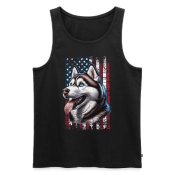 Husky US Schlittenhund - Männer Premium Bio Tank Top - Schwarz - Vorne - Michal (187cm)