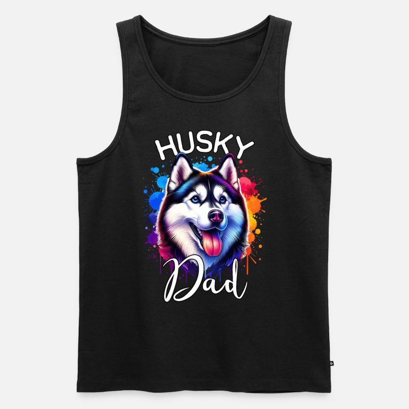 Schlittenhund Papa Husky - Männer Premium Bio Tank Top - Schwarz