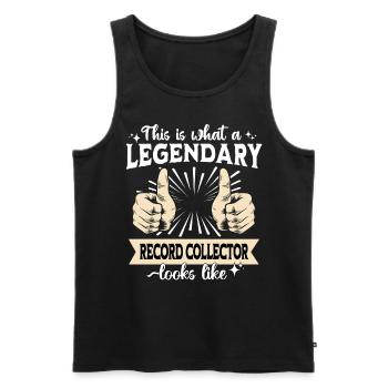Collectionneur de disques légendaire - Débardeur bio Premium Homme - noir - Devant - AI Model Male 178 light (178cm)
