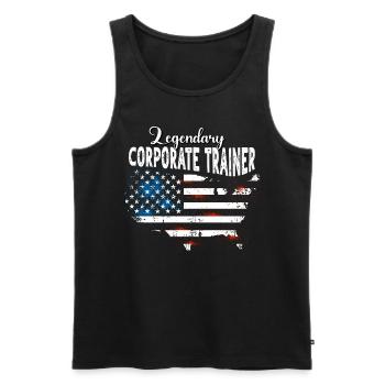 Mitarbeitercoach US - Männer Premium Bio Tank Top - Schwarz - Vorne - AI Model Male 178 light (178cm)