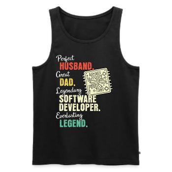 Software Developer Dad - Men's Premium Organic Tank Top - black - Front - AI Model Male 178 light (178cm)