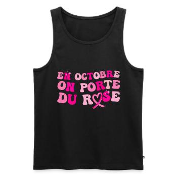 Octobre rose solidarité cancer du sein cadeau - Débardeur bio Premium Homme - noir - Devant - Michal (187cm)