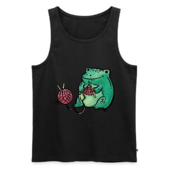 Frosch Stricken Handarbeit - Männer Premium Bio Tank Top - Schwarz - Vorne - Michal (187cm)