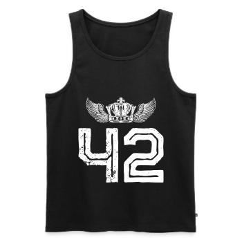 42 Number crown - Men's Premium Organic Tank Top - black - Front - Michal (187cm)