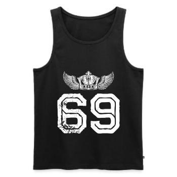 69 Zahl Krone - Männer Premium Bio Tank Top - Schwarz - Vorne - Michal (187cm)