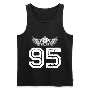 95 Number crown - Men's Premium Organic Tank Top - black - Front - AI Model Male 178 light (178cm)