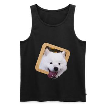 Samoyed puppy in a frame - Men's Premium Organic Tank Top - black - Front - AI Model Male 178 light (178cm)