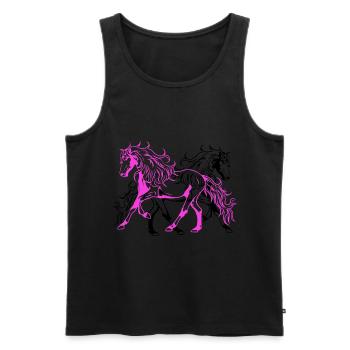 Wildpferde Hengst Reiter Reiterin Pferdenarr wild - Männer Premium Bio Tank Top - Schwarz - Vorne - Michal (187cm)