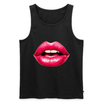 Sinnliche Lippen für einen Frauen und Männer - Männer Premium Bio Tank Top - Schwarz - Vorne - Michal (187cm)