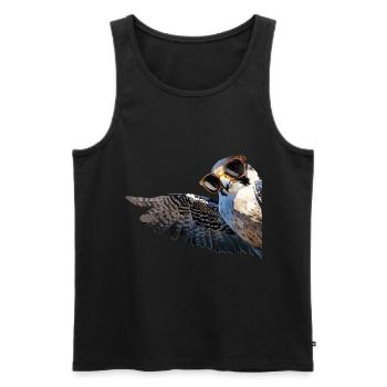 Realistische Falke Vogel mit Sonnenbrille Peeking - Männer Premium Bio Tank Top - Schwarz - Vorne - Michal (187cm)