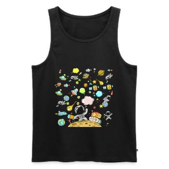 Space astronauts and rockets adventure - Men's Premium Organic Tank Top - black - Front - AI Model Male 178 light (178cm)