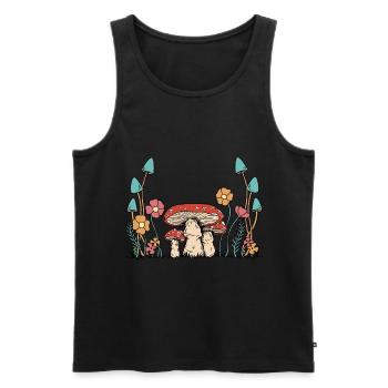 Fleurs d’automne Champignons Nature Flore Botanique - Débardeur bio Premium Homme - noir - Devant - Michal (187cm)