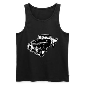 Framo pritsche Transporter Lkw DDR IFA Oldtimer - Männer Premium Bio Tank Top - Schwarz - Vorne - AI Model Male 178 light (178cm)