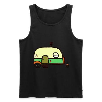 Caravane Camping-car Caravane Vacances Camping Tour - Débardeur bio Premium Homme - noir - Devant - AI Model Male 178 light (178cm)