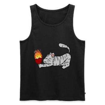 Heart fiery cat Dear cat owner cat cat cat cat - Men's Premium Organic Tank Top - black - Front - AI Model Male 178 light (178cm)