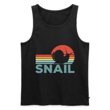 Snail Lover Retro Snail Owner Sluggish - Men's Premium Organic Tank Top - black - Front - AI Model Male 178 light (178cm)
