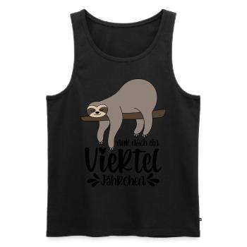 Faultier Sprüche Nur Noch Ein Viertel Jährchen - Männer Premium Bio Tank Top - Schwarz - Vorne - Michal (187cm)