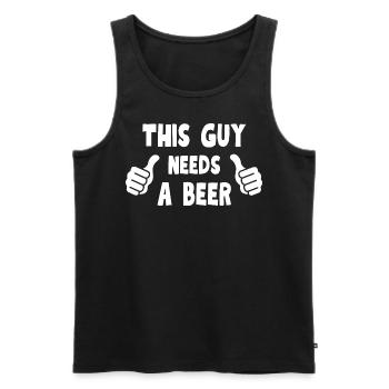 This Guy Needs A Beer - Men's Premium Organic Tank Top - black - Front - AI Model Male 178 light (178cm)