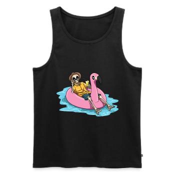 Strand Pool Flamingo Cocktail Baden - Männer Premium Bio Tank Top - Schwarz - Vorne - Michal (187cm)