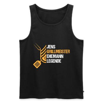 Grillmeister Jens - Männer Premium Bio Tank Top - Schwarz - Vorne - Michal (187cm)