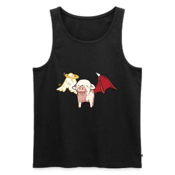 Himmlisch satanisches Schwein Engel Teufel - Männer Premium Bio Tank Top - Schwarz - Vorne - Michal (187cm)