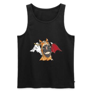 Tête de cheval cheval Chevaux Ange Diable Cheval - Débardeur bio Premium Homme - noir - Devant - AI Model Male 178 light (178cm)