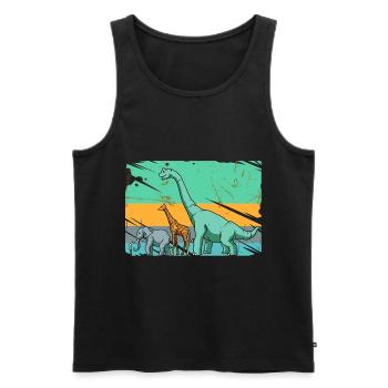 Brachiosaurus Dinosaurier Giraffe Elefant Mensch - Männer Premium Bio Tank Top - Schwarz - Vorne - Michal (187cm)