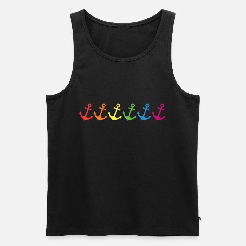 Anker Regenbogen - Männer Premium Bio Tank Top - Schwarz