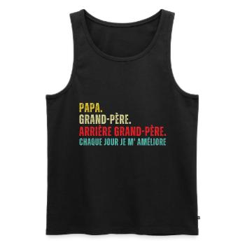 Papa,grand-père,arrière grand-père humour cadeau - Débardeur bio Premium Homme - noir - Devant - Michal (187cm)