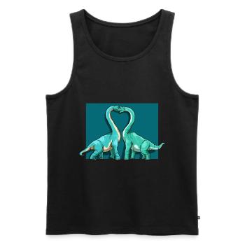 Brachiosaurus Dinosaurier Herz Paar Liebe - Männer Premium Bio Tank Top - Schwarz - Vorne - Michal (187cm)