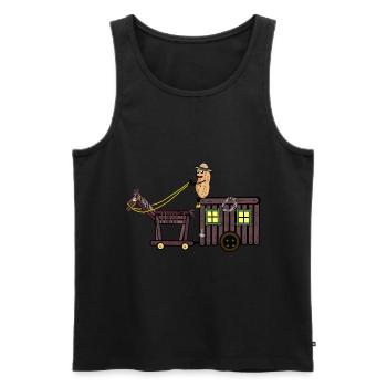 Erdnuss Abenteuer Reise Pferd Kutsche Pferde - Männer Premium Bio Tank Top - Schwarz - Vorne - AI Model Male 178 light (178cm)