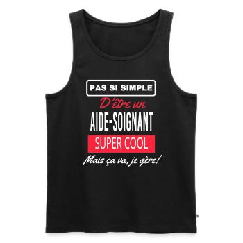 pas si simple AIDE SOIGNANT - Débardeur bio Premium Homme - noir - Devant - Michal (187cm)