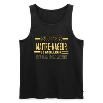 Meilleur de la galaxie MAITRE NAGEUR - Débardeur bio Premium Homme - noir - Devant - Michal (187cm)
