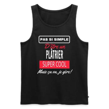 pas si simple PLÂTRIER - Débardeur bio Premium Homme - noir - Devant - Michal (187cm)