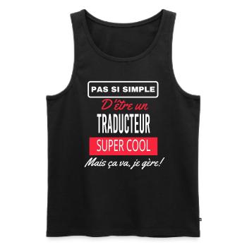 pas si simple TRADUCTEUR - Débardeur bio Premium Homme - noir - Devant - AI Model Male 178 light (178cm)