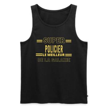 Meilleur de la galaxie POLICIER - Débardeur bio Premium Homme - noir - Devant - AI Model Male 178 light (178cm)
