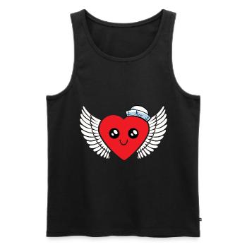 Sailor Heart Sailor Shipping Amour Saint-Valentin - Débardeur bio Premium Homme - noir - Devant - Michal (187cm)