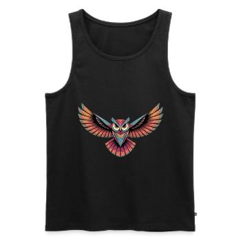 Flilegende Eule für eine Street Art Fans Künstler - Männer Premium Bio Tank Top - Schwarz - Vorne - Michal (187cm)