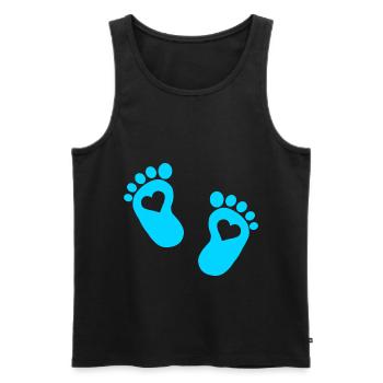 Bébé doux bébé coeur parents Enceinte pieds bébé - Débardeur bio Premium Homme - noir - Devant - AI Model Male 178 light (178cm)