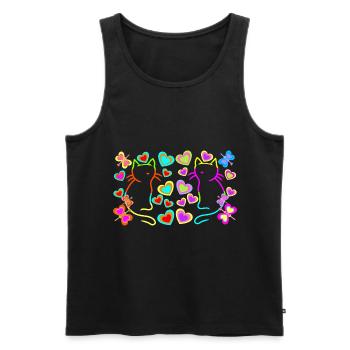 Summer Retro Cats Cat Colorful Summertime - Men's Premium Organic Tank Top - black - Front - AI Model Male 178 light (178cm)