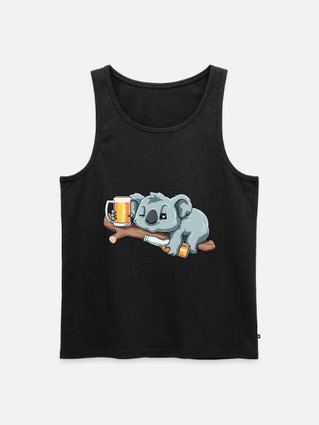 Lustiger Koala trinkt Bier - Männer Premium Bio Tank Top - Schwarz
