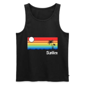 Sizilien Italien Urlaub Sicilia Idee - Männer Premium Bio Tank Top - Schwarz - Vorne - Michal (187cm)