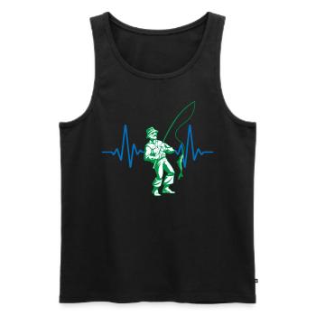 Heartbeat Angler Fishing | Colors changeable - Men's Premium Organic Tank Top - black - Front - Michal (187cm)